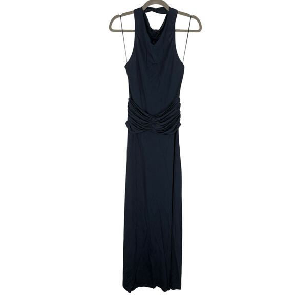 Solid & Striped The Bobby Maxi Dress Halter Neck Ruched Formal Vacation Navy MD - Picture 4 of 11